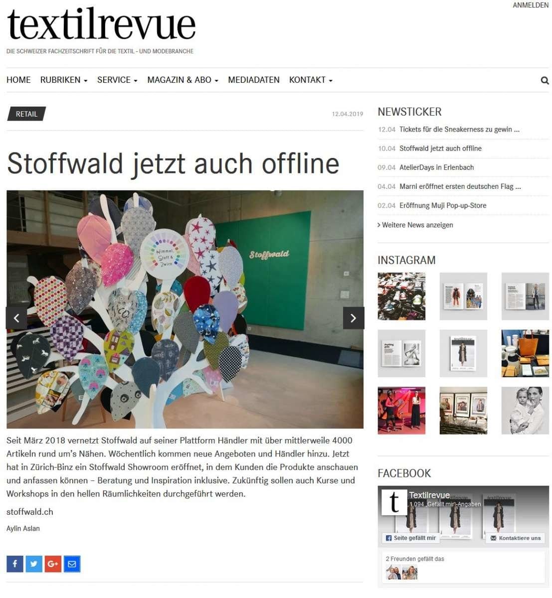 Textilrevue: Stoffwald jetzt auch offline